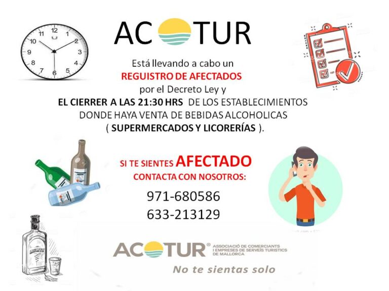 ? ACOTUR ,REGISTRO DE AFECTADOS POR EL CIERRE DE LICORERÍAS Y SUPERMERCADOS A LAS 21:30 HRS